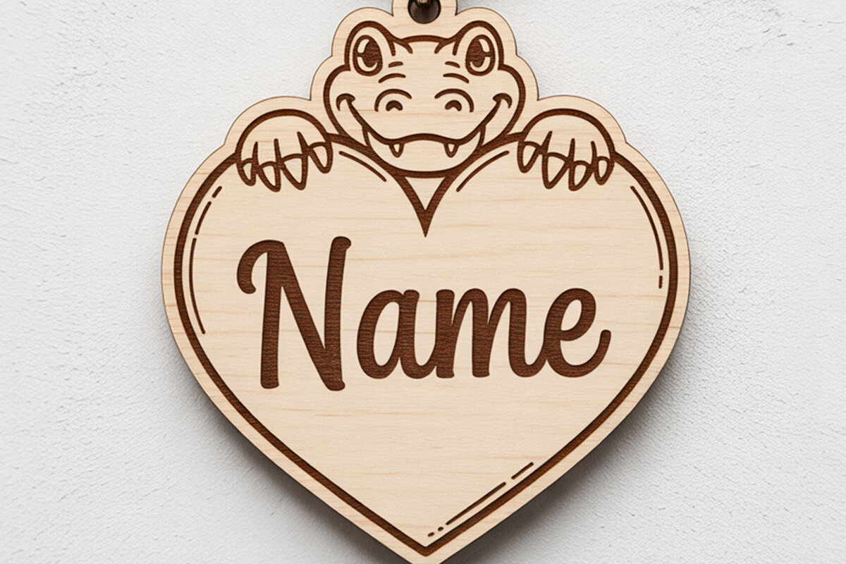 Σετ των 2 Intra απο ξύλο plywood  Χρώμα wenge 3mm-4mm πάχος - Κροκόδειλος Όνομα Μπρελόκ Δίασταση 4x4 cm INTRAFABR-113396498