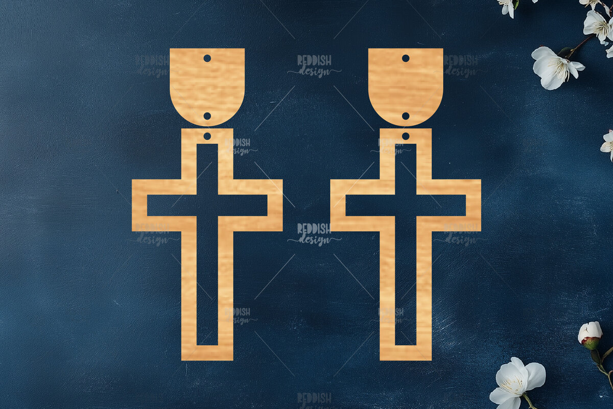 Σετ των 3 Intra απο ξύλο plywood  Χρώμα wenge 3mm-4mm πάχος - Σταυρωτά σκουλαρίκια Δίασταση 3x3 cm INTRAFABR-123189094