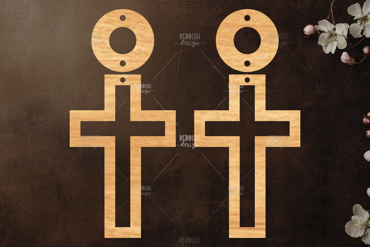 Σετ των 3 Intra απο ξύλο plywood  Χρώμα wenge 3mm-4mm πάχος - Σταυρωτά σκουλαρίκια Δίασταση 3x3 cm INTRAFABR-123189281