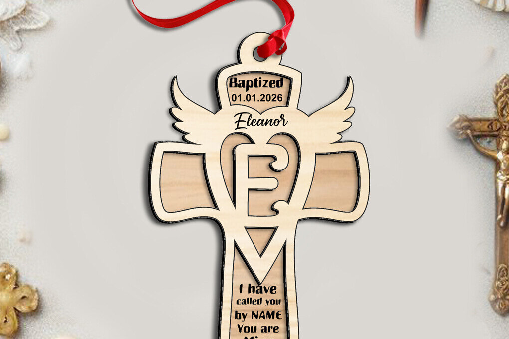 Σετ των 2 Intra απο ξύλο plywood  Χρώμα wenge 3mm-4mm πάχος - Σταυρό γράμμα E λέιζερ στολίδι Μονόγραμμα Δίασταση 6x6 cm INTRAFABR-70608316