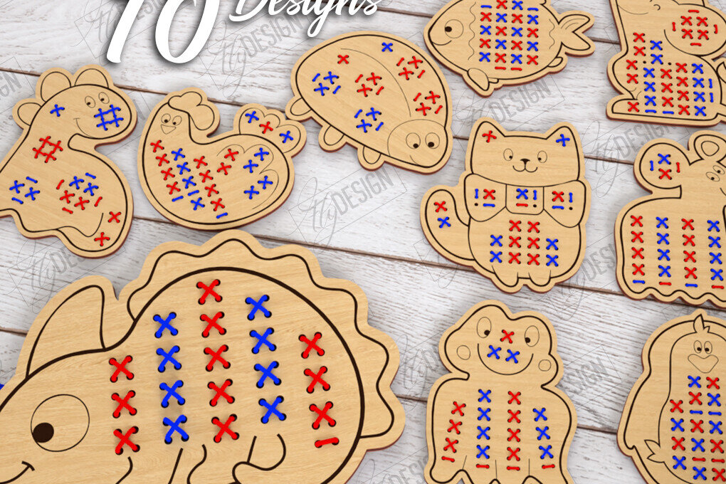 Intra απο ξύλο plywood  Χρώμα wenge 3mm-4mm πάχος - Δέσμη κοπής με λέιζερ Cross Stitch Animals Δίασταση 15x15 cm INTRAFABR-120914858