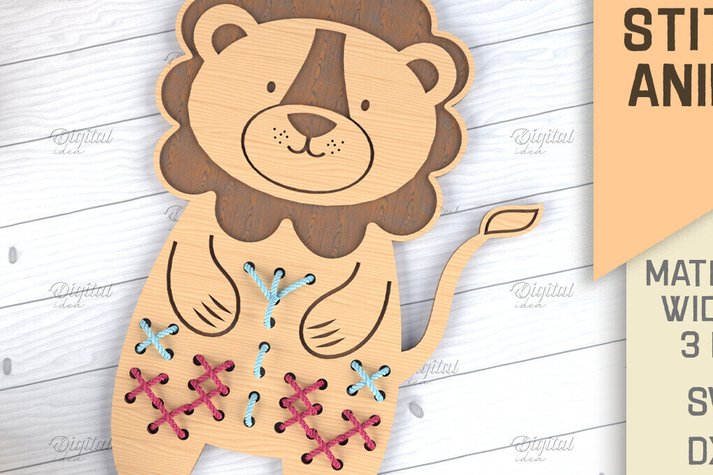 Intra απο ξύλο plywood  Χρώμα wenge 3mm-4mm πάχος - Cross Stitch Animals . Lion Δίασταση 30x20 cm INTRAFABR-121134486