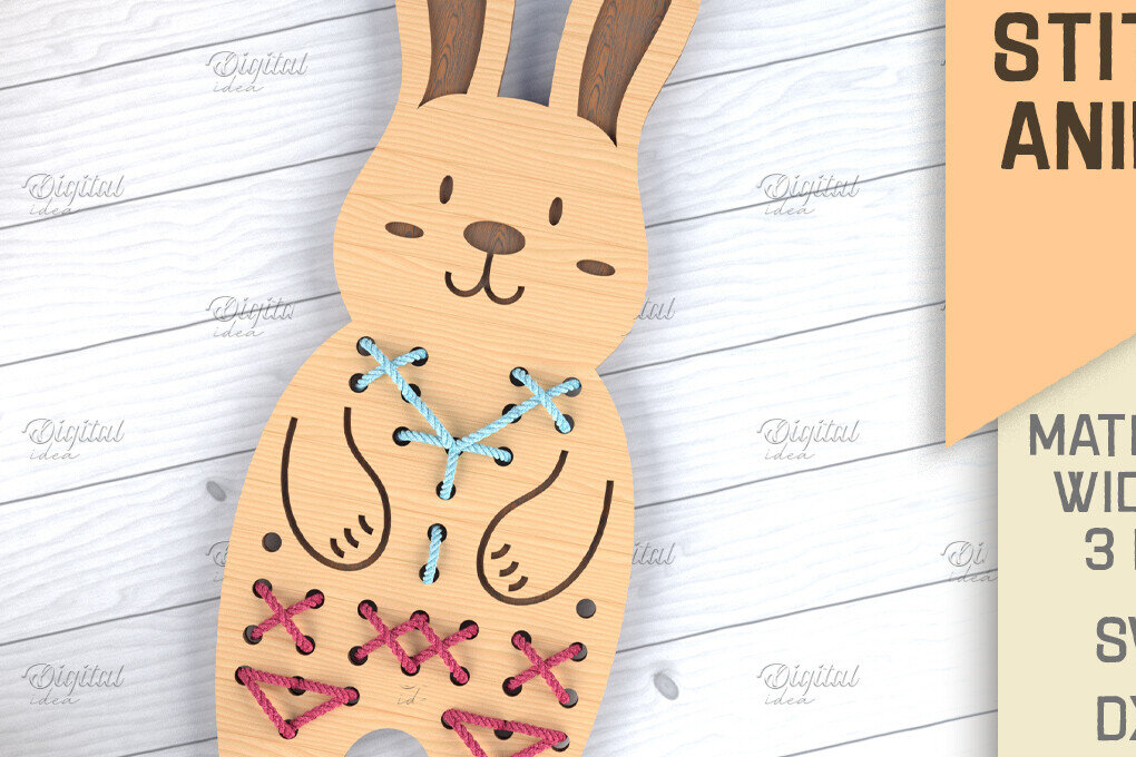 Intra απο ξύλο plywood  Χρώμα wenge 3mm-4mm πάχος - Cross Stitch Animals LaserCut. Μπάνι Δίασταση 15x15 cm INTRAFABR-122623942