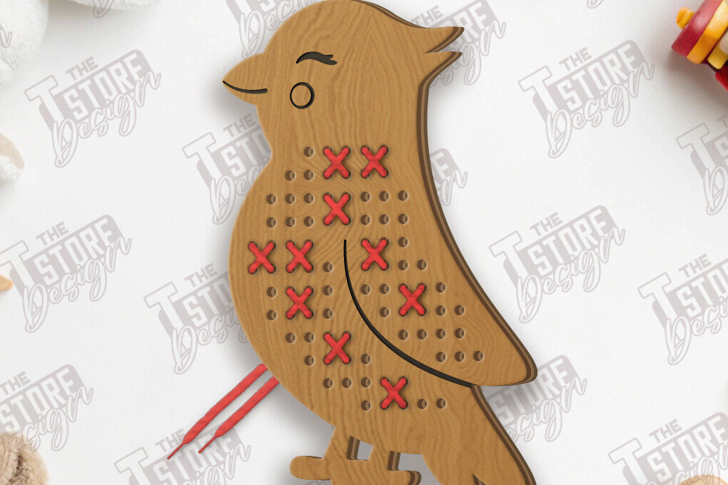 Intra απο ξύλο plywood  Χρώμα wenge 3mm-4mm πάχος - Cross Stitch Bird | Μοντεσσόρι Δίασταση 15x15 cm INTRAFABR-112789491