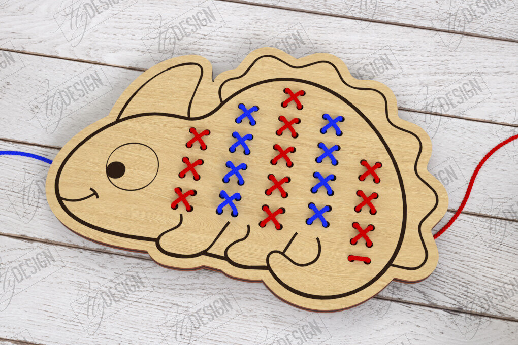 Intra απο ξύλο plywood  Χρώμα wenge 3mm-4mm πάχος - Cross Stitch |Montessori Lacing Δίασταση 15x15 cm INTRAFABR-106120688