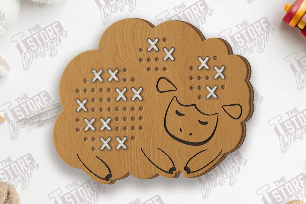 Intra απο ξύλο plywood  Χρώμα wenge 3mm-4mm πάχος - Cross Stitch Sheep | CNC Δίασταση 15x15 cm INTRAFABR-109525269