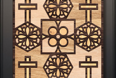 Intra απο ξύλο plywood  Χρώμα wenge 3mm-4mm πάχος - Cross Wall Art 3d Mandala Δίασταση 30x30 cm INTRAFABR-117705913