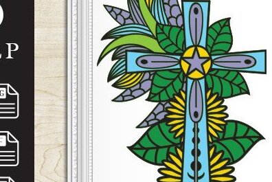 Intra απο ξύλο plywood  Χρώμα wenge 3mm-4mm πάχος - Σταυρός με λουλούδια Δίασταση 20x20 cm INTRAFABR-39276772