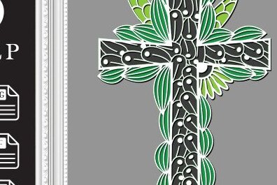 Intra απο ξύλο plywood  Χρώμα wenge 3mm-4mm πάχος - Σταυρός με λουλούδια , Δίασταση 20x20 cm INTRAFABR-41673788