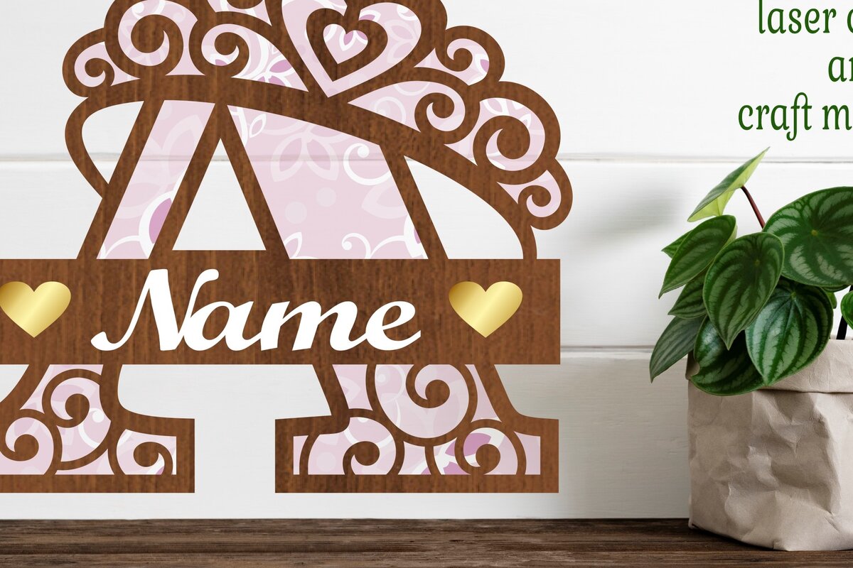 Intra απο ξύλο plywood  Χρώμα wenge 3mm-4mm πάχος - Crown Capital Monogram Letter a Δίασταση 30x20 cm INTRAFABR-70929812