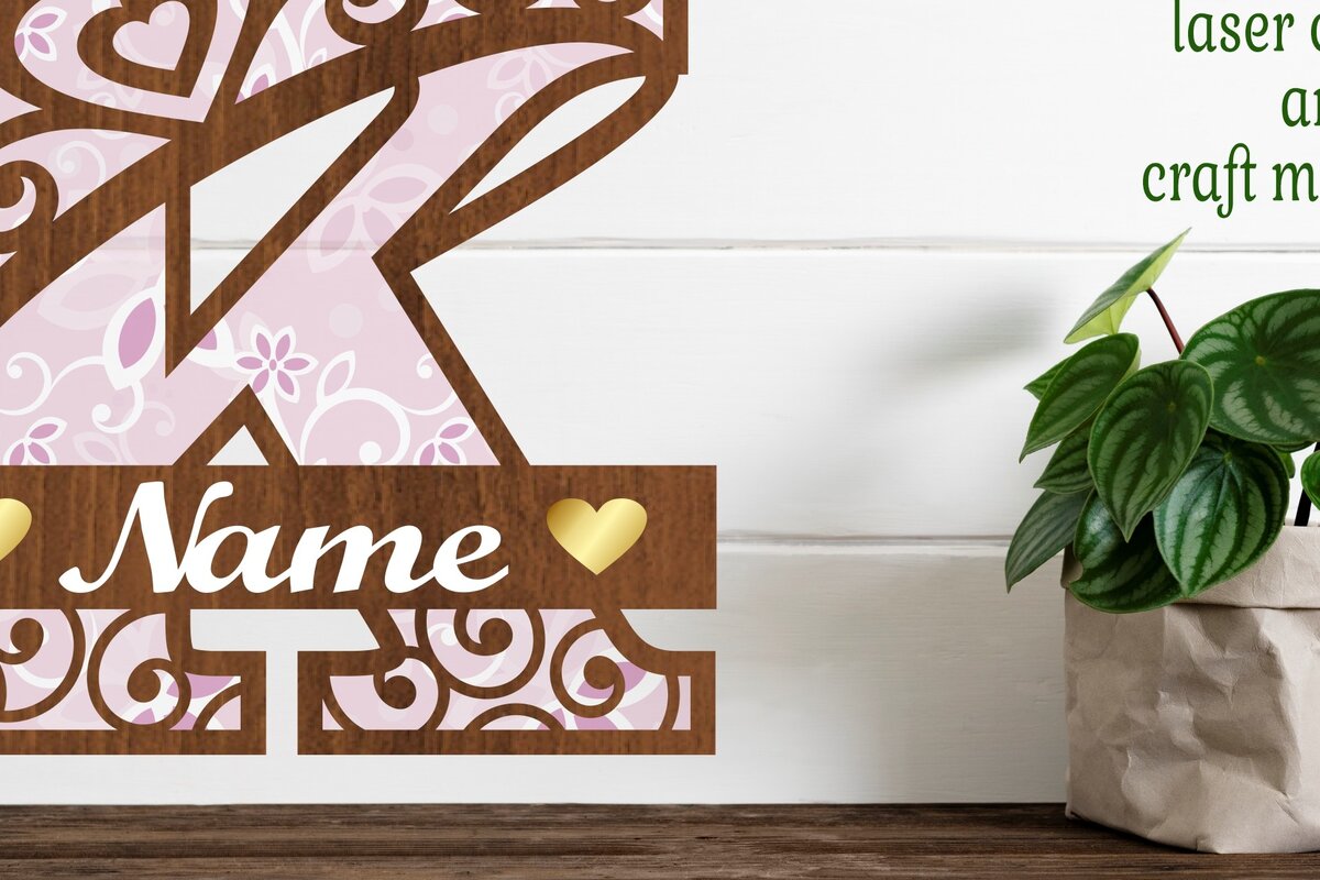 Intra απο ξύλο plywood  Χρώμα wenge 3mm-4mm πάχος - Κορώνα κεφαλαίο μονόγραμμα Γράμμα K Δίασταση 30x20 cm INTRAFABR-118485728