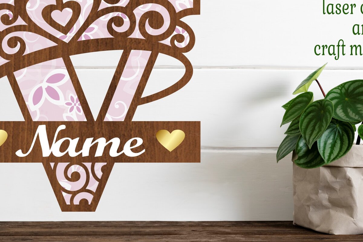 Intra απο ξύλο plywood  Χρώμα wenge 3mm-4mm πάχος - Κορώνα κεφαλαίο μονόγραμμα Γράμμα V Δίασταση 30x20 cm INTRAFABR-108043728