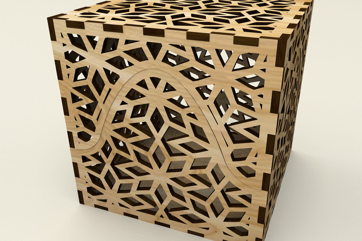 Σετ των 2 Intra απο ξύλο plywood  Χρώμα wenge 3mm-4mm πάχος - Κουτί κοσμημάτων σε σχήμα κύβου Δίασταση 4x4 cm INTRAFABR-72734134