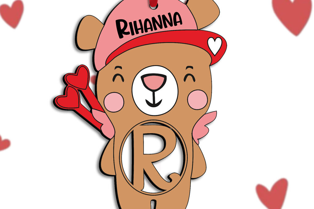 Σετ των 2 Intra απο ξύλο plywood  Χρώμα wenge 3mm-4mm πάχος - Έρωτας γράμμα R Ημέρα του Αγίου Βαλεντίνου Δίασταση 20x20 cm INTRAFABR-122493094