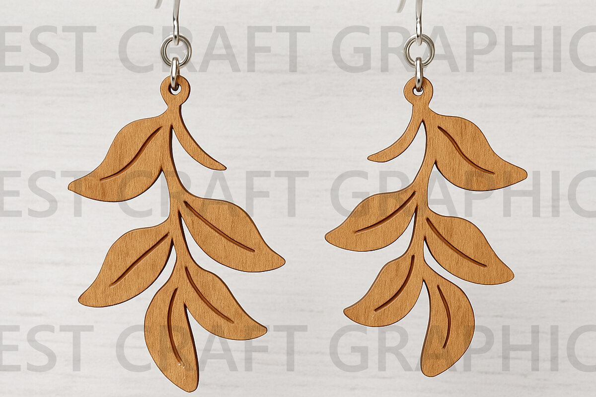 Σετ των 3 Intra απο ξύλο plywood  Χρώμα wenge 3mm-4mm πάχος - Σκουλαρίκια με κυρτά φύλλα Δίασταση 3x3 cm INTRAFABR-90384872