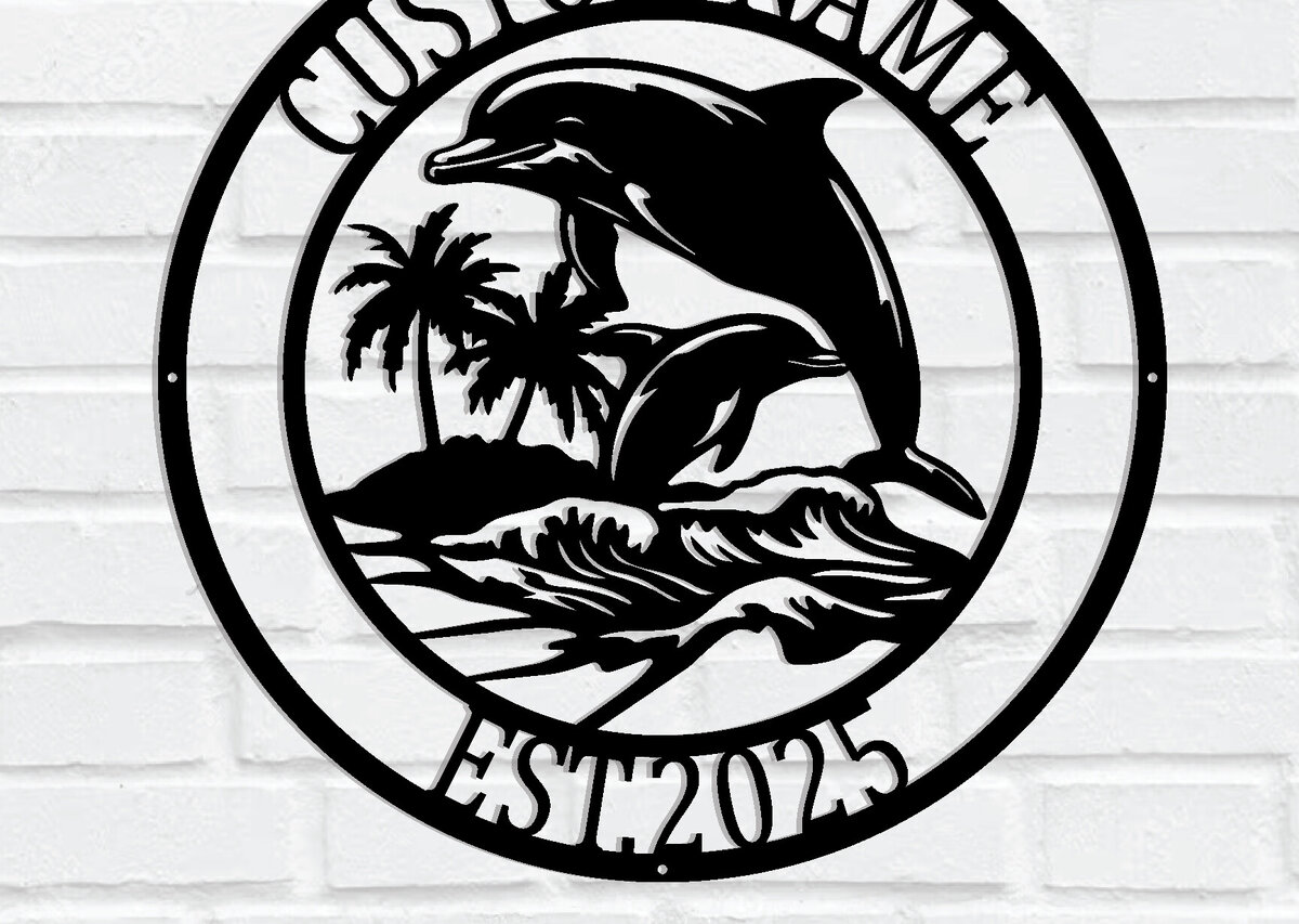 Intra απο ξύλο plywood  Χρώμα wenge 3mm-4mm πάχος - Προσαρμοσμένη επιγραφή Family Dolphin Δίασταση 30x40 cm INTRAFABR-97785525