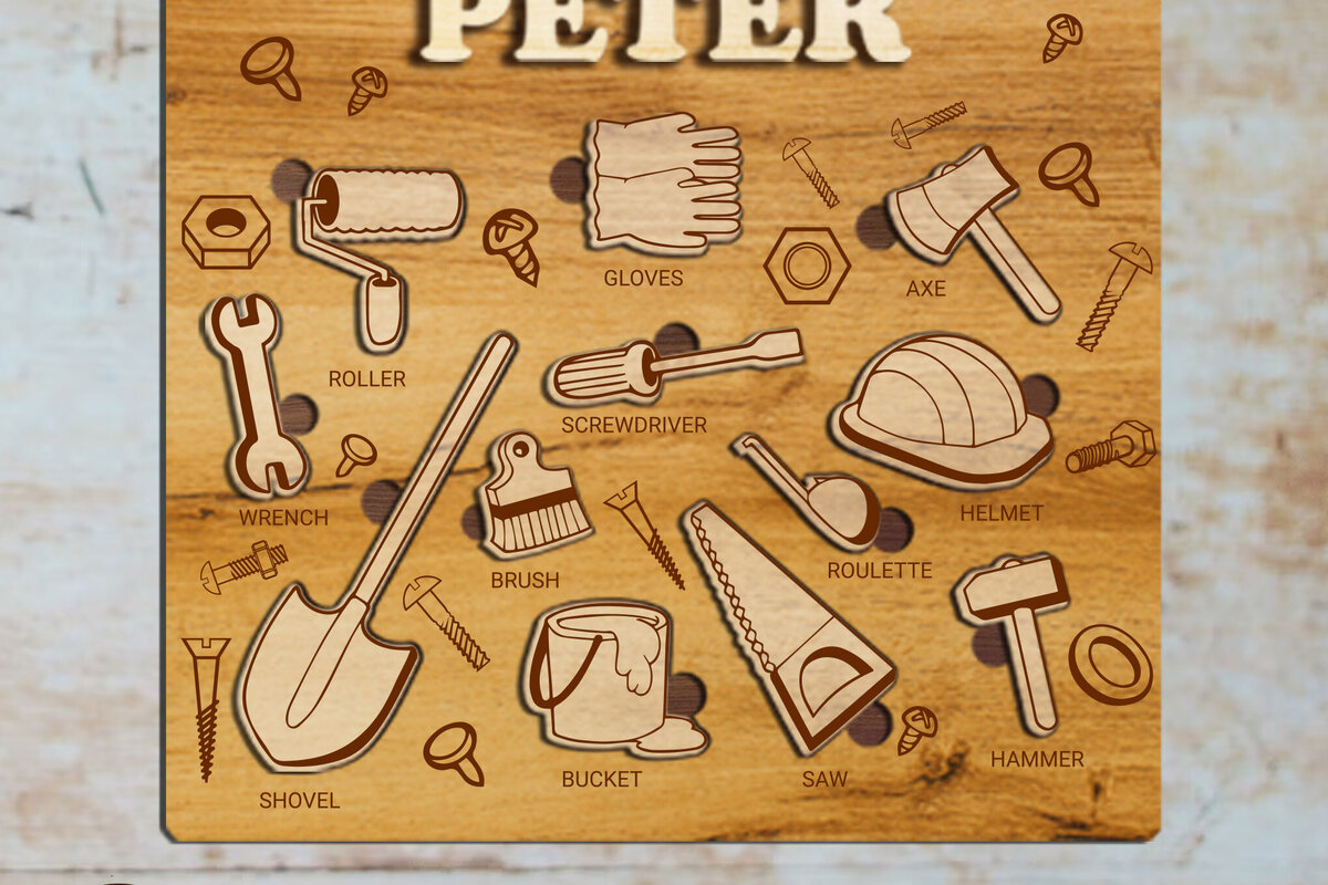 Σετ των 2 Intra απο ξύλο plywood  Χρώμα wenge 3mm-4mm πάχος - Προσαρμοσμένο παιδικό παζλ, κοπής με λέιζερ Δίασταση 11x12 cm INTRAFABR-122895616