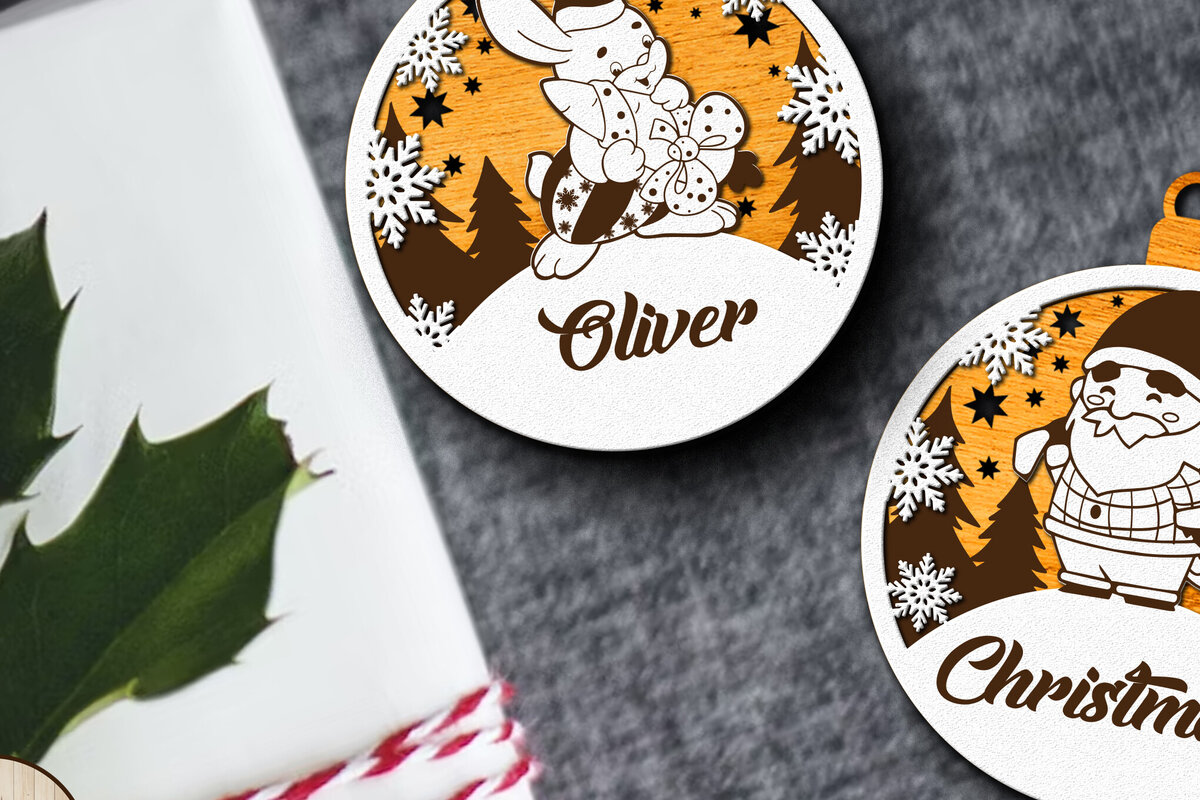 Σετ των 2 Intra απο ξύλο plywood  Χρώμα wenge 3mm-4mm πάχος - Προσαρμοσμένο όνομα Χριστουγεννιάτικο παιχνίδι, διακόσμηση σπιτιού Δίασταση 4x4 cm INTRAFABR-116493799