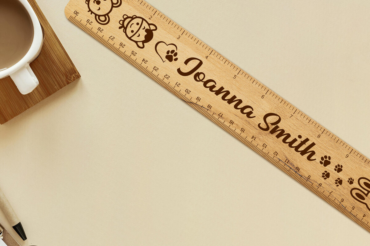 Σετ των 2 Intra απο ξύλο plywood  Χρώμα wenge 3mm-4mm πάχος - Προσαρμοσμένος χάρακας, πρότυπο κοπής με λέιζερ Δίασταση 5x1 cm INTRAFABR-109710896