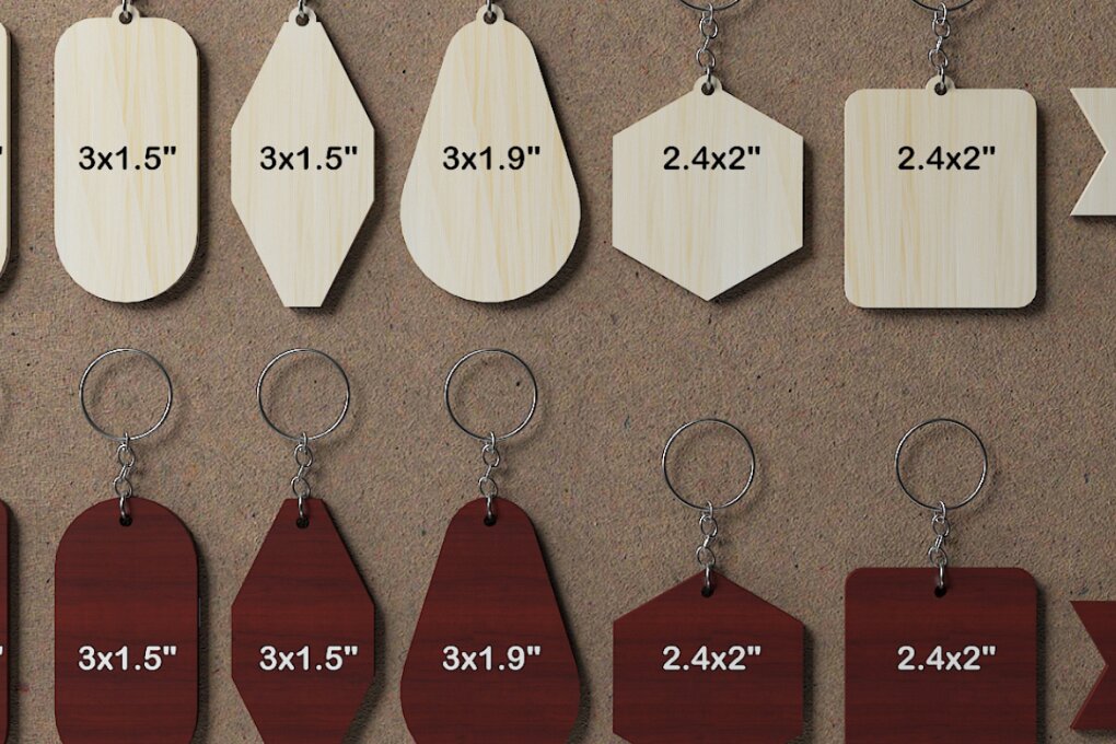 Σετ των 2 Intra απο ξύλο plywood  Χρώμα wenge 3mm-4mm πάχος - Προσαρμόσιμα Ξύλινα μπρελόκ 039 Δίασταση 4x4 cm INTRAFABR-110796354