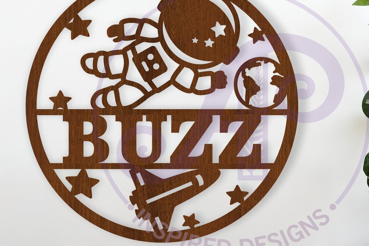 Intra απο ξύλο plywood  Χρώμα wenge 3mm-4mm πάχος - Χαριτωμένο όνομα αστροναύτη Wall Art Δίασταση 40x50 cm INTRAFABR-59011595