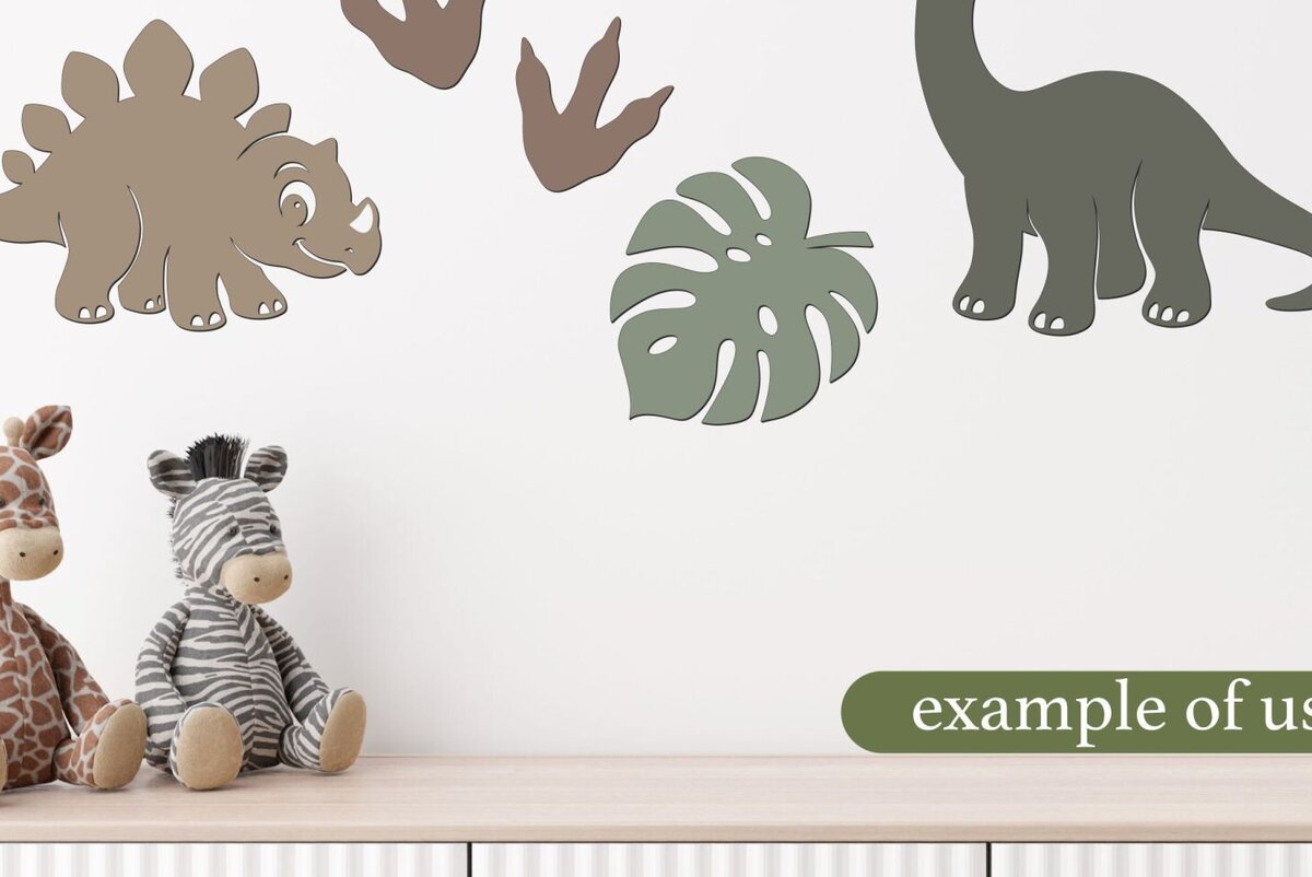 Σετ των 2 Intra απο ξύλο plywood  Χρώμα wenge 3mm-4mm πάχος - Cute Baby Dinosaur Bundle Laser Δίασταση 4x4 cm INTRAFABR-97644143