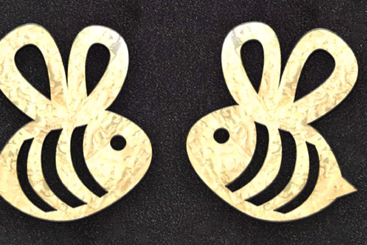 Σετ των 3 Intra απο ξύλο plywood  Χρώμα wenge 3mm-4mm πάχος - Cute Bee Earrings . Δίασταση 3x3 cm INTRAFABR-104645782