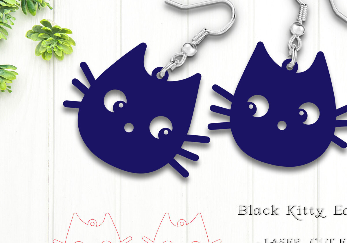 Intra απο ξύλο plywood  Χρώμα wenge 3mm-4mm πάχος - Cute Black Kitty σκουλαρίκια γάτας με λέιζερ Δίασταση 900x900 cm INTRAFABR-111016781