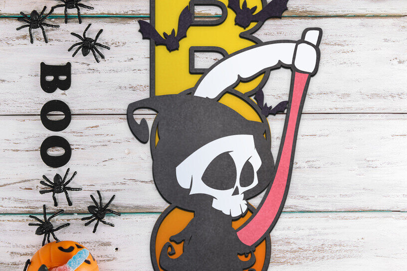 Σετ των 2 Intra απο ξύλο plywood  Χρώμα wenge 3mm-4mm πάχος - Χαριτωμένο Boo Door Hanger File Δίασταση 6x6 cm INTRAFABR-33420027