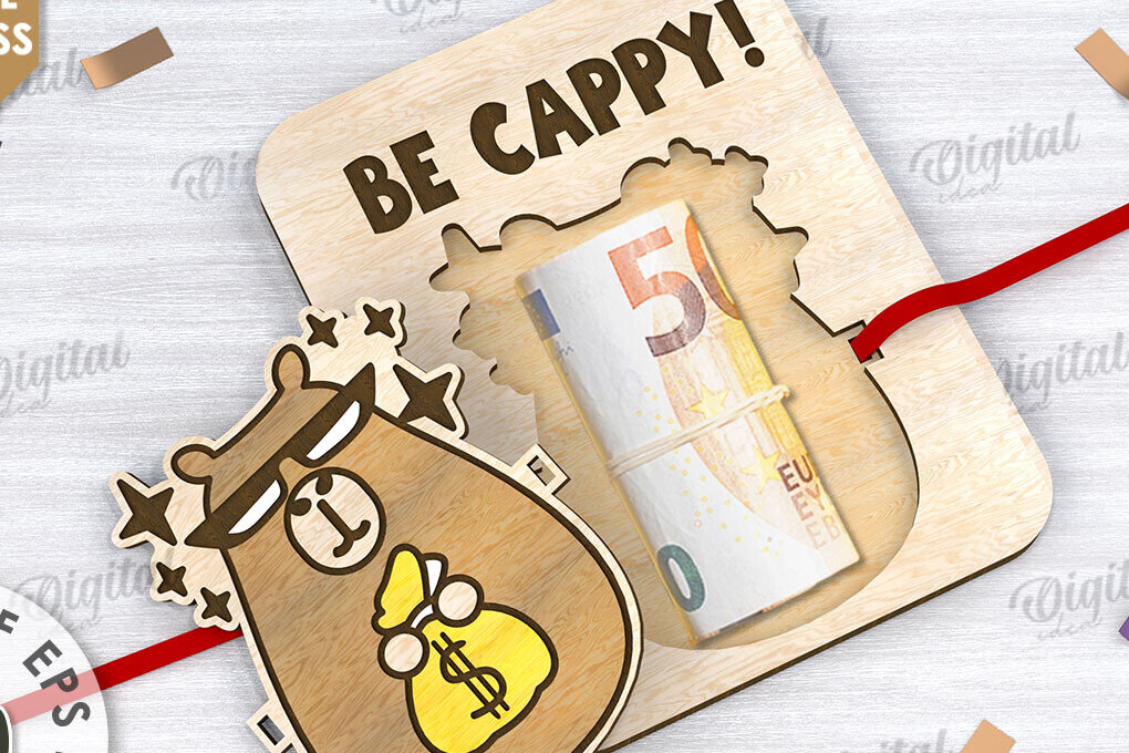 Intra απο ξύλο plywood  Χρώμα wenge 3mm-4mm πάχος - Cute Capybara Money Holder Δίασταση 30x20 cm INTRAFABR-108902055