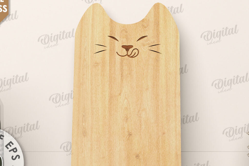 Intra απο ξύλο plywood  Χρώμα wenge 3mm-4mm πάχος - με λέιζερ χαριτωμένη σανίδα κοπής γάτας Δίασταση 30x20 cm INTRAFABR-119752323