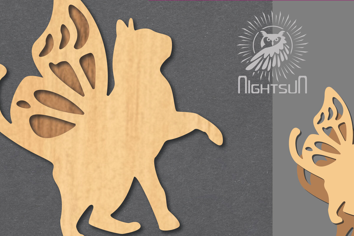 Intra απο ξύλο plywood  Χρώμα wenge 3mm-4mm πάχος - Cute Cat Decoration 1 Δίασταση 20x20 cm INTRAFABR-99201282