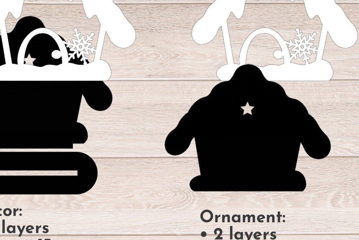 Σετ των 2 Intra απο ξύλο plywood  Χρώμα wenge 3mm-4mm πάχος - Χαριτωμένο χριστουγεννιάτικο στολίδι σπιτιών 3D με στρώσεις Δίασταση 6x6 cm INTRAFABR-32255173