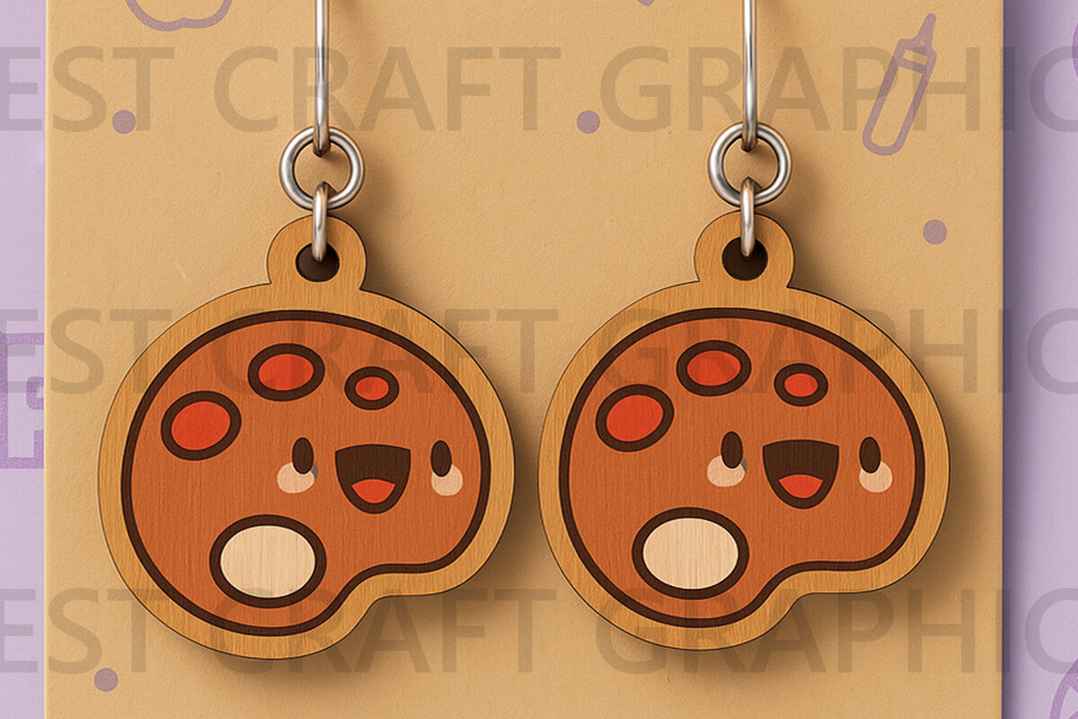 Σετ των 3 Intra απο ξύλο plywood  Χρώμα wenge 3mm-4mm πάχος - Χαριτωμένα μπισκότα σκουλαρίκια Δίασταση 3x3 cm INTRAFABR-102422694