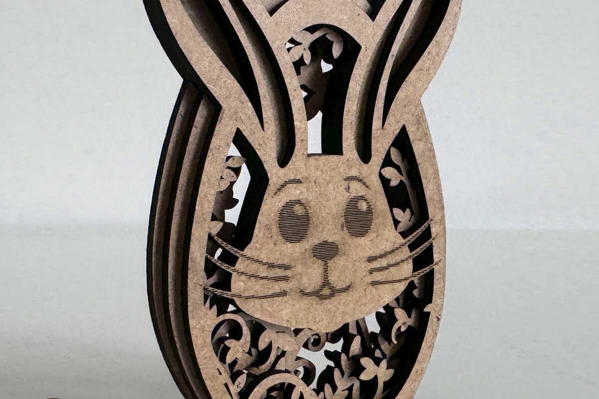 Σετ των 2 Intra απο ξύλο plywood  Χρώμα wenge 3mm-4mm πάχος - Χαριτωμένο πρότυπο αυγών Πάσχας λαγουδάκι Δίασταση 3x4 cm INTRAFABR-115747803