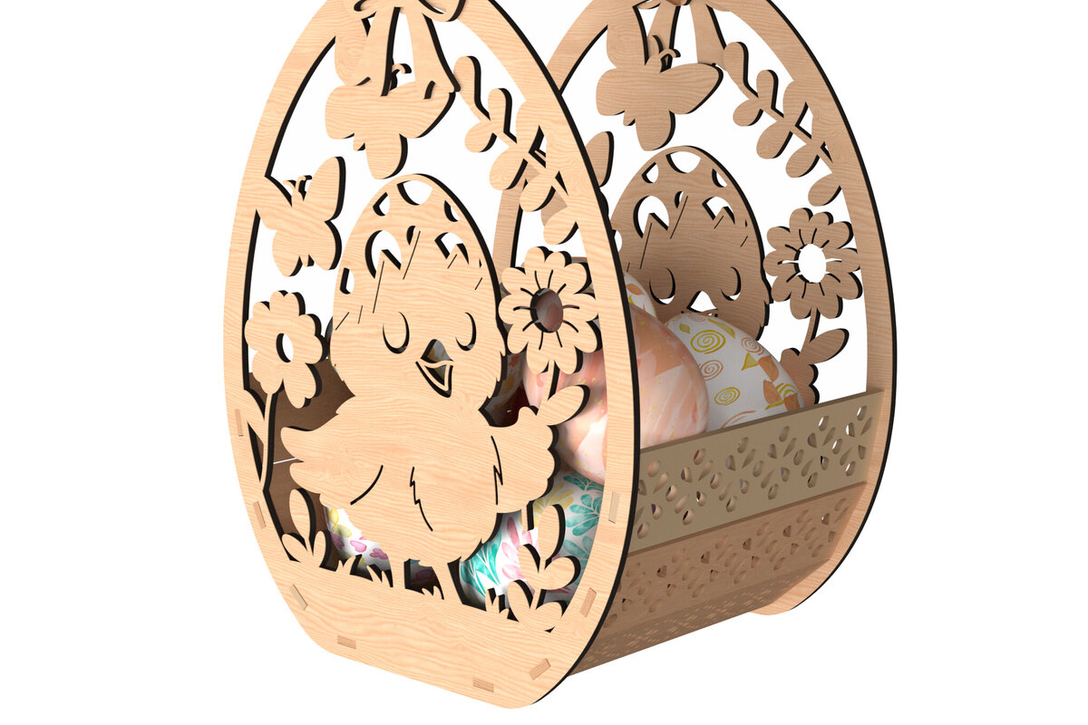 Intra απο ξύλο plywood  Χρώμα wenge 3mm-4mm πάχος - Χαριτωμένο Πασχαλινό Καλάθι Νεοσσών Δίασταση 30x20 cm INTRAFABR-116384344