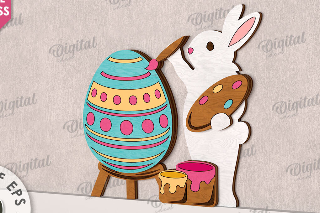 Intra απο ξύλο plywood  Χρώμα wenge 3mm-4mm πάχος - Χαριτωμένο πασχαλινό ντεκόρ τοίχου με λέιζερ Δίασταση 15x15 cm INTRAFABR-104274166