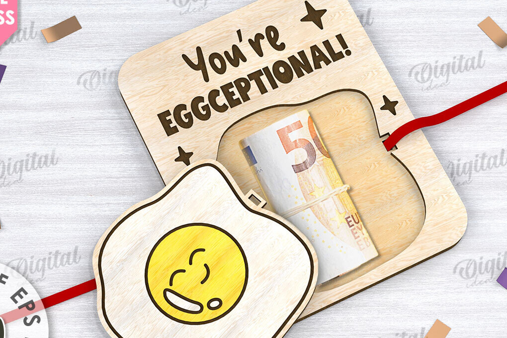 Σετ των 2 Intra απο ξύλο plywood  Χρώμα wenge 3mm-4mm πάχος - Cute Egg Money Holder Δίασταση 15x15 cm INTRAFABR-106632843