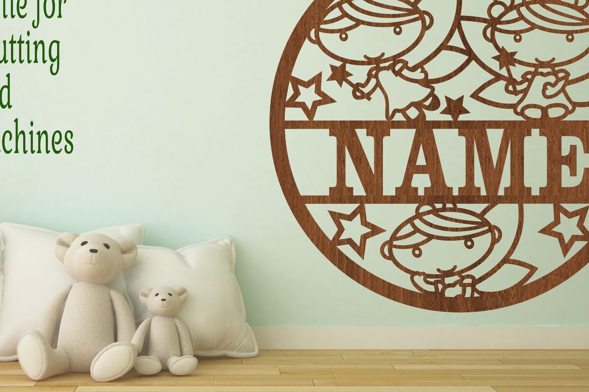 Intra απο ξύλο plywood  Χρώμα wenge 3mm-4mm πάχος - Cute Fairies Name Cut file Δίασταση 30x20 cm INTRAFABR-121618161