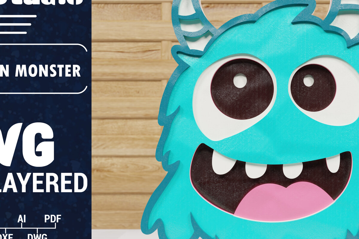 Intra απο ξύλο plywood  Χρώμα wenge 3mm-4mm πάχος - Χαριτωμένο Halloween Monster 3D Papercut Δίασταση 1500x1500 cm INTRAFABR-99049896