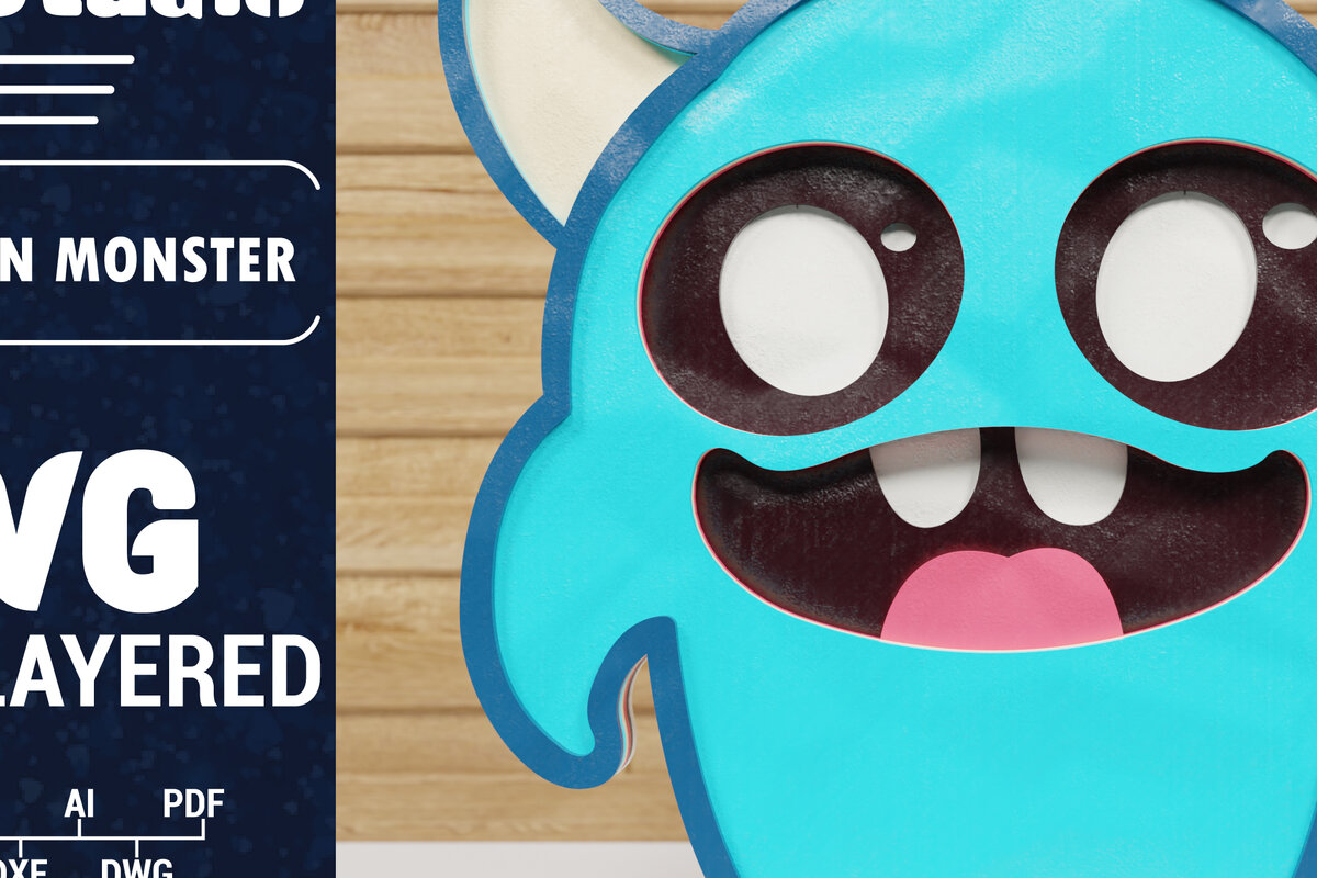 Intra απο ξύλο plywood  Χρώμα wenge 3mm-4mm πάχος - Χαριτωμένο Halloween Monster 3D Papercut Δίασταση 1500x1500 cm INTRAFABR-99049902