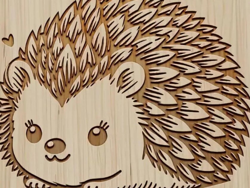 Σετ των 2 Intra απο ξύλο plywood  Χρώμα wenge 3mm-4mm πάχος - Cute Hedgehog , Hedgehog Clipart Δίασταση 10x15 cm INTRAFABR-98987334