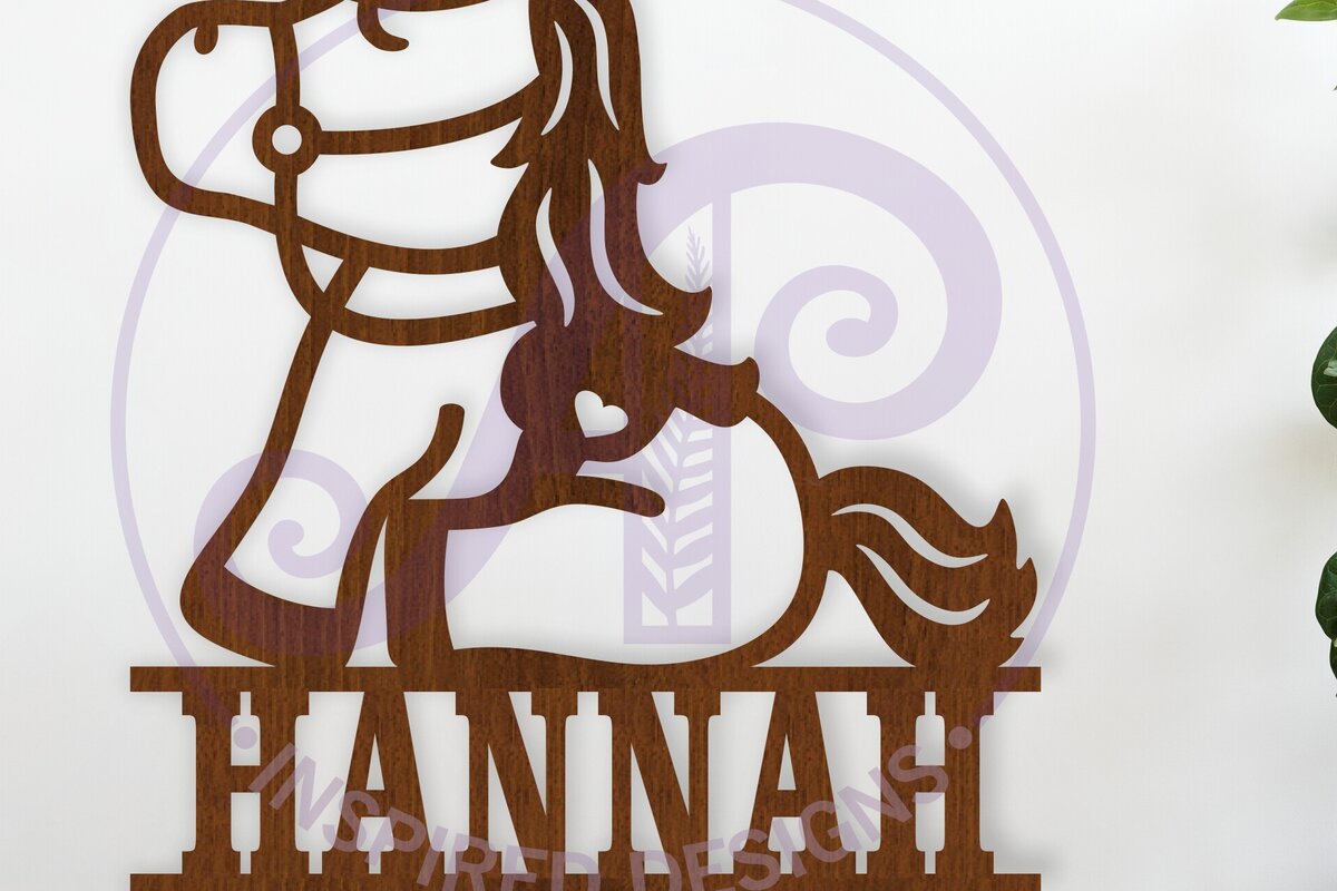 Intra απο ξύλο plywood  Χρώμα wenge 3mm-4mm πάχος - Χαριτωμένο σημάδι ονόματος αλόγου Δίασταση 30x20 cm INTRAFABR-101251685