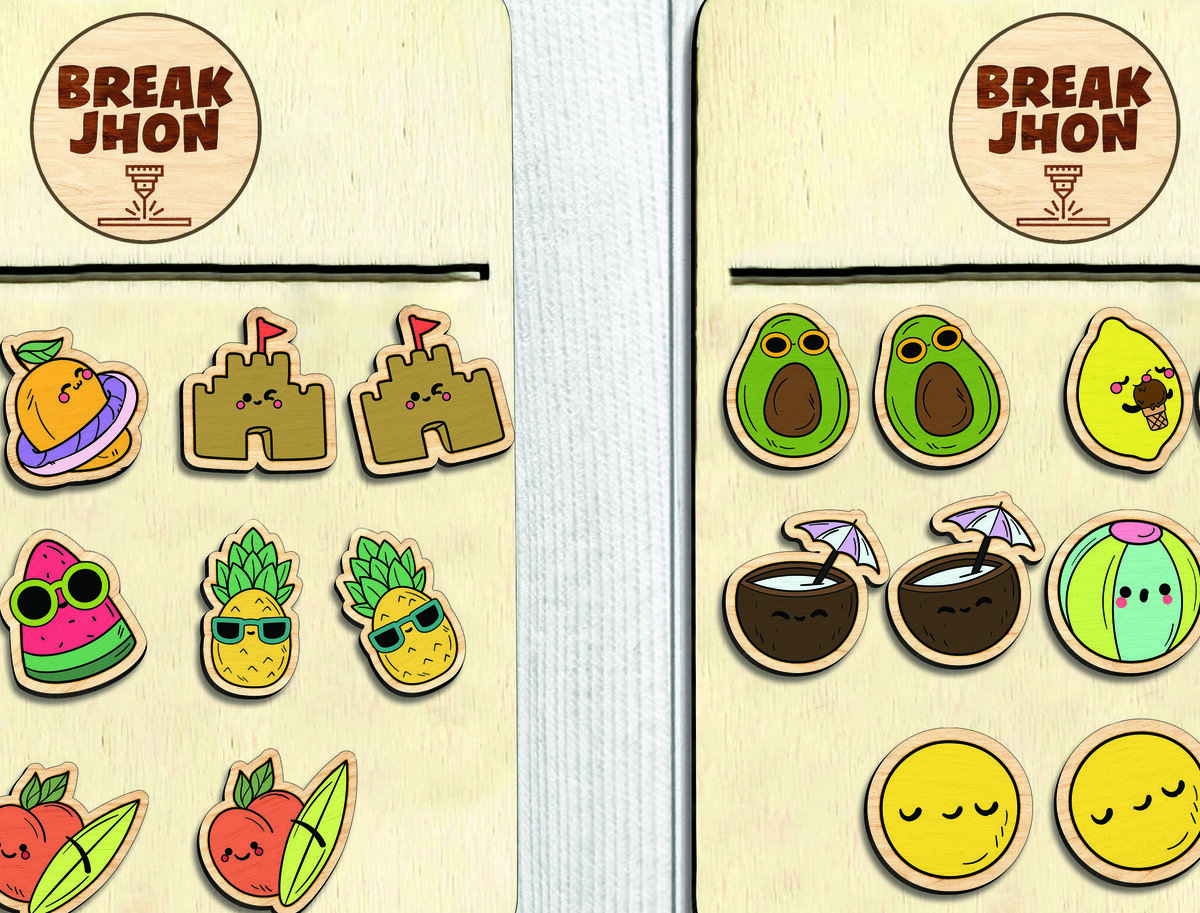 Σετ των 3 Intra απο ξύλο plywood  Χρώμα wenge 3mm-4mm πάχος - Χαριτωμένα σκουλαρίκια Kawaii Fruit Stud Δίασταση 3x3 cm INTRAFABR-70049163