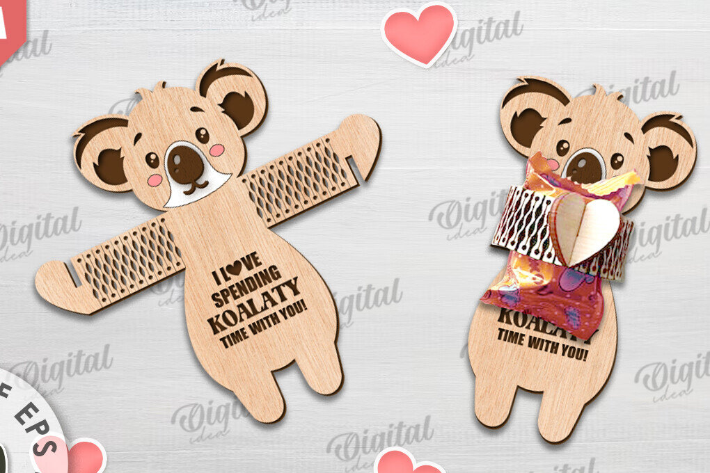 Intra απο ξύλο plywood  Χρώμα wenge 3mm-4mm πάχος - Cute Koala Candy Holder Δίασταση 30x20 cm INTRAFABR-100936848