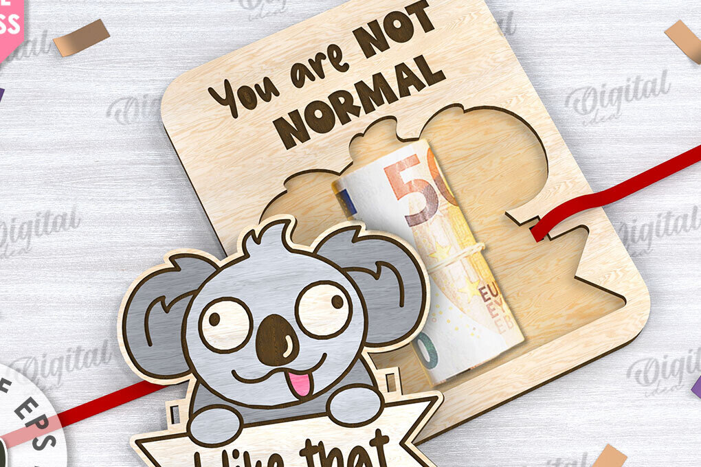 Intra απο ξύλο plywood  Χρώμα wenge 3mm-4mm πάχος - Χαριτωμένο Koala Money Holder LaserCut Δίασταση 30x20 cm INTRAFABR-100937215