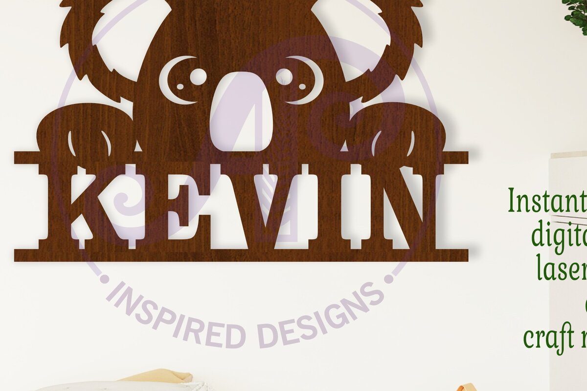 Intra απο ξύλο plywood  Χρώμα wenge 3mm-4mm πάχος - Χαριτωμένο κοπής λέιζερ Name Koala Δίασταση 30x20 cm INTRAFABR-100937275