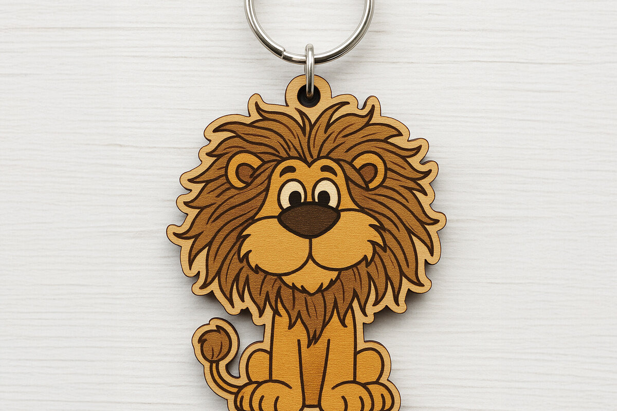 Σετ των 2 Intra απο ξύλο plywood  Χρώμα wenge 3mm-4mm πάχος - Cute Lion Keychain Δίασταση 4x4 cm INTRAFABR-39274774