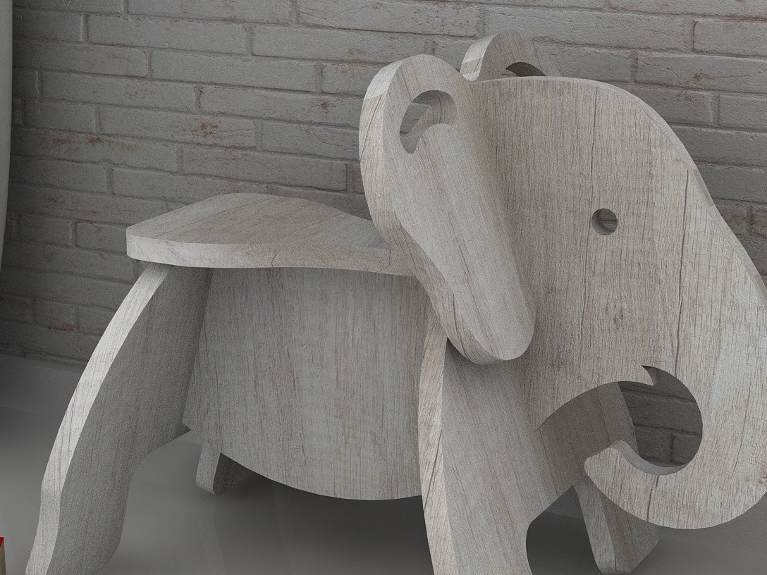 Intra απο ξύλο plywood  Χρώμα wenge 3mm-4mm πάχος - χαριτωμένο μινιατούρα ζώου ελέφαντα Δίασταση 30x20 cm INTRAFABR-75260854