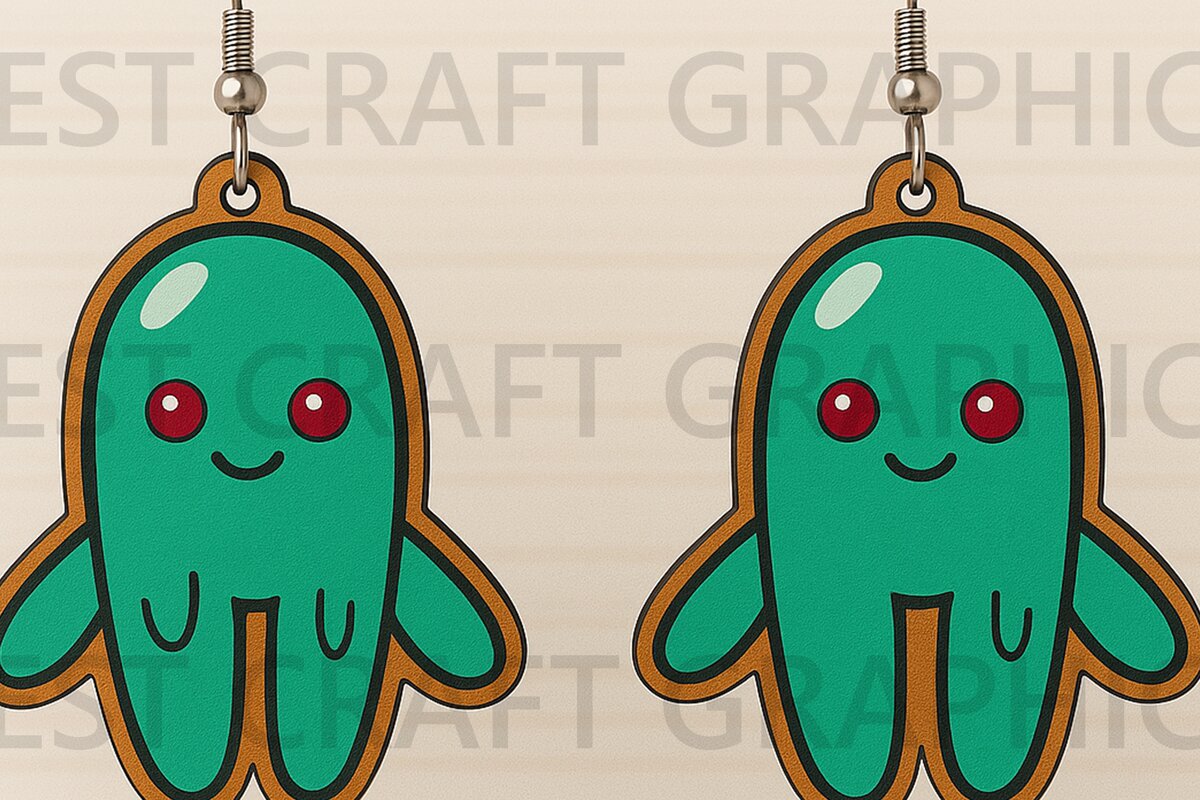 Σετ των 3 Intra απο ξύλο plywood  Χρώμα wenge 3mm-4mm πάχος - Χαριτωμένα σκουλαρίκια χταπόδι Cut Δίασταση 3x3 cm INTRAFABR-115098591